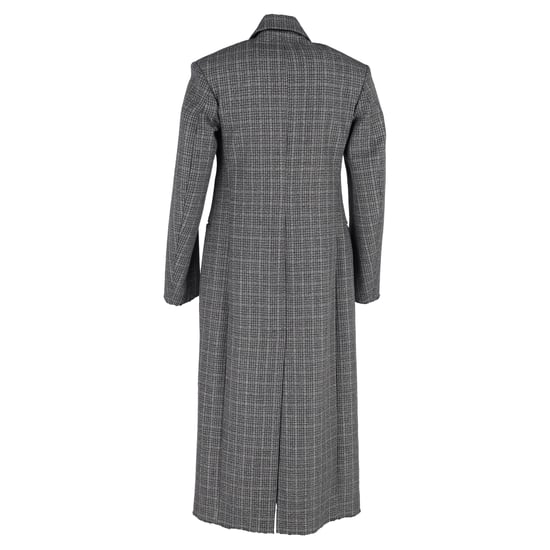 Balenciaga dubbelbreasted jas met ruitpatroon en relaxte pasvorm in grijze wol. - Image 3