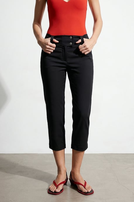 Dames Hoge Taille Wijde Capri Broek - Image 3