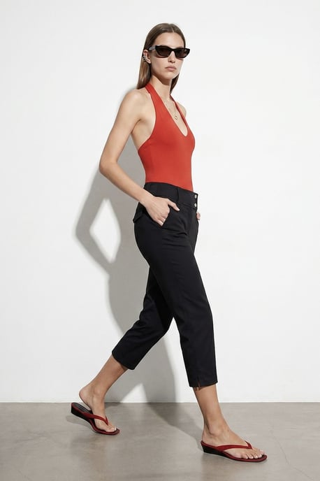 Dames Hoge Taille Wijde Capri Broek - Image 4