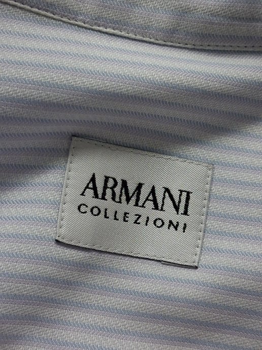 Giorgio Armani gestreept overhemd met lange mouwen in wit katoen - Image 4