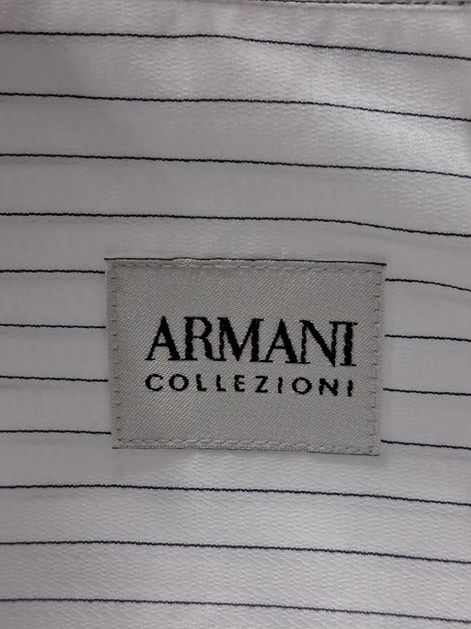 Giorgio Armani gestreept overhemd met lange mouwen in wit katoen - Image 5