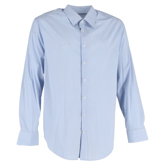 Giorgio Armani overhemd met lange mouwen en ruitprint in blauw katoen - Image 1