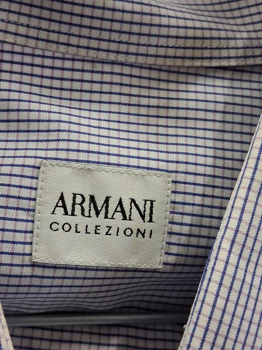 Giorgio Armani gestreept overhemd met lange mouwen in grijs katoen - Image 4