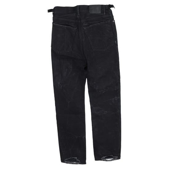 Balenciaga distressed jeans met hoge taille en wijde pijpen in zwart katoenen denim - Image 2