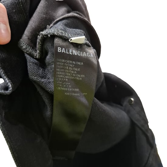 Balenciaga distressed jeans met hoge taille en wijde pijpen in zwart katoenen denim - Image 3