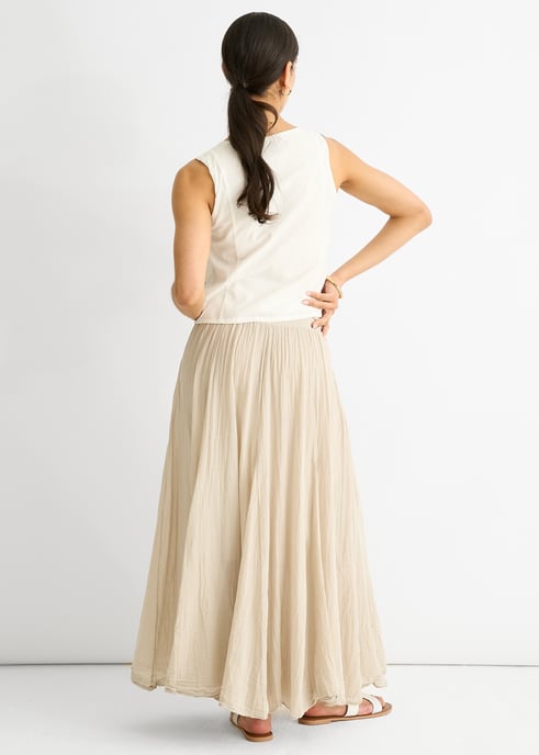Beige katoenen skaterjurk met veelzijdige tailleband - Image 4