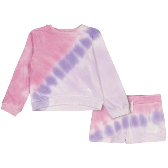 Reebok Set met tie-dye-sweatshirt en -short voor babymeisjes (Zakje roze tie-dye) - Image 1