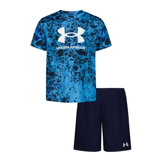 Under Armour Set met T-shirt en korte broek met groot logo voor jongens van Tech (Blauw/Zwaar) - Image 2