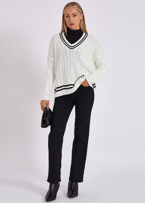 Stripe Sports cricket-trui met oversized pasvorm - Image 1