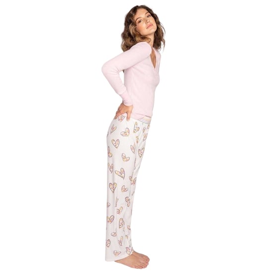 PJ Salvage Dames/Heren Hartjes & Bloemen Loungebroek (Off White) - Image 2