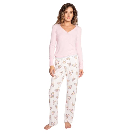 PJ Salvage Dames/Heren Hartjes & Bloemen Loungebroek (Off White) - Image 4