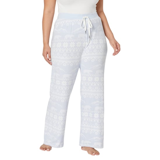PJ Salvage Kerst-loungebroek voor dames met sneeuwvlokmotief en relaxte pasvorm (Lichtblauw) - Image 3
