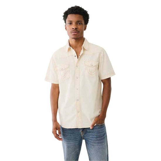 True Religion Heren Regular Overhemd met Korte Mouwen (Winterwit) - Image 2