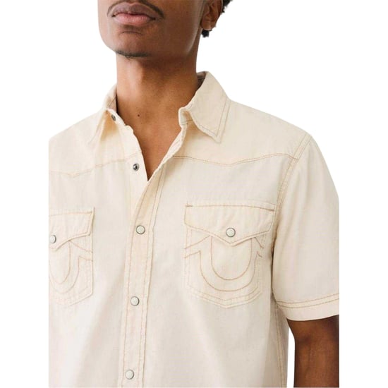 True Religion Heren Regular Overhemd met Korte Mouwen (Winterwit) - Image 4