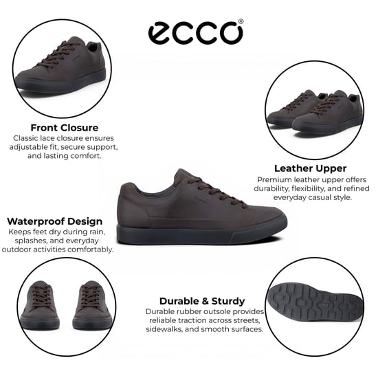 Ecco Bruine Leren Waterdichte Trainer Sneaker Schoenen - Soft 10 - Image 2