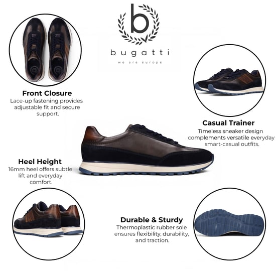 Bugatti Marineblauwe Leren Veterschoenen Sneaker Schoenen voor Heren - Timon - Image 2