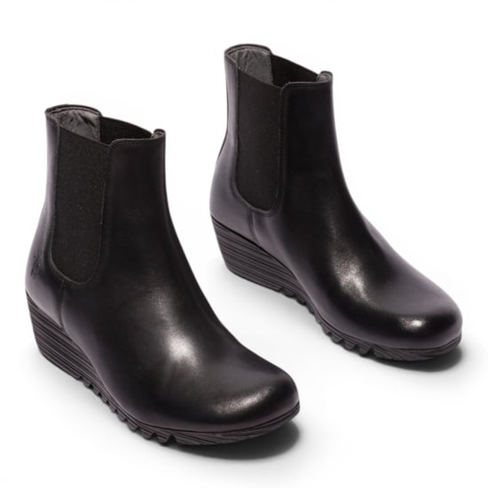 Fly London Dames Zwarte Leren Chelsea-laarzen met wighak - ORFU496 - Image 3