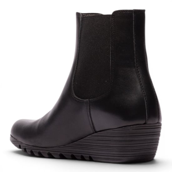 Fly London Dames Zwarte Leren Chelsea-laarzen met wighak - ORFU496 - Image 4