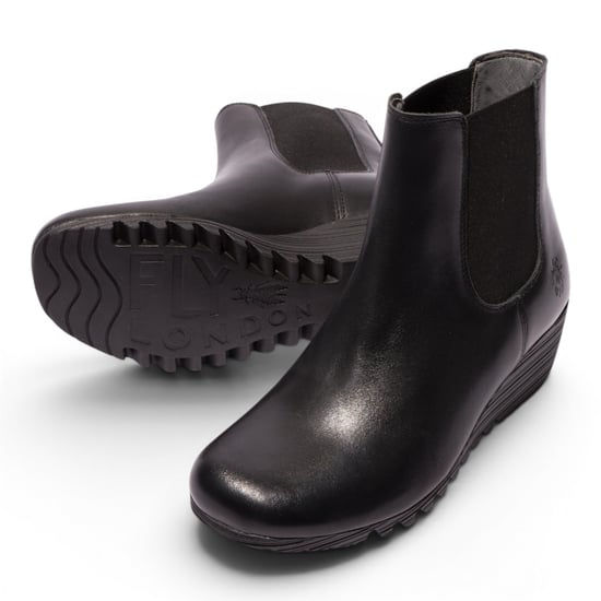 Fly London Dames Zwarte Leren Chelsea-laarzen met wighak - ORFU496 - Image 5