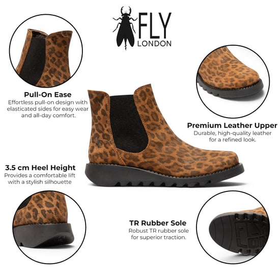 Fly London Dames Leopard Tan Chelsea Suède Leer Enkellaarzen - SALV195 - Image 2