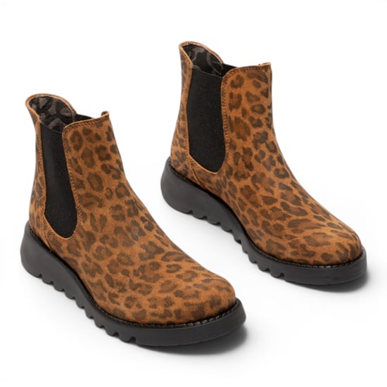 Fly London Dames Leopard Tan Chelsea Suède Leer Enkellaarzen - SALV195 - Image 3