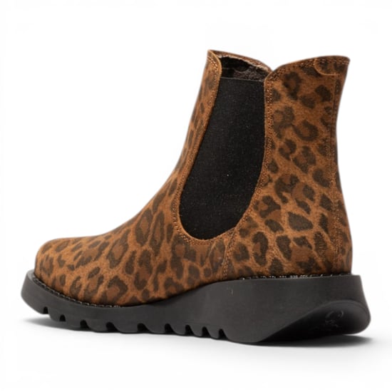Fly London Dames Leopard Tan Chelsea Suède Leer Enkellaarzen - SALV195 - Image 4