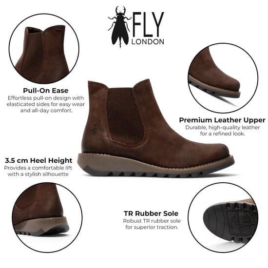 Fly London Dames Bruine Chelsea Suède Leren Enkellaarzen - SALV195 - Image 2