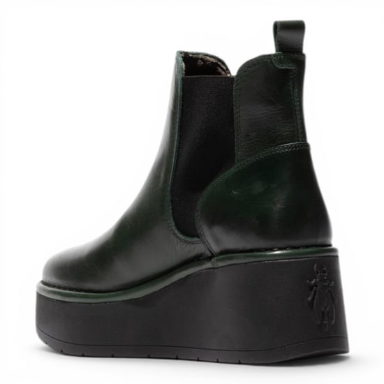 Fly London dames groene leren Chelsea enkelplatformlaarzen - HELY268 - Image 4