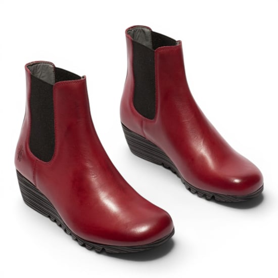 Fly London Dames Bordeauxrode Leren Chelsea-laarzen met wighak - ORFU496 - Image 3