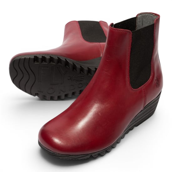 Fly London Dames Bordeauxrode Leren Chelsea-laarzen met wighak - ORFU496 - Image 5