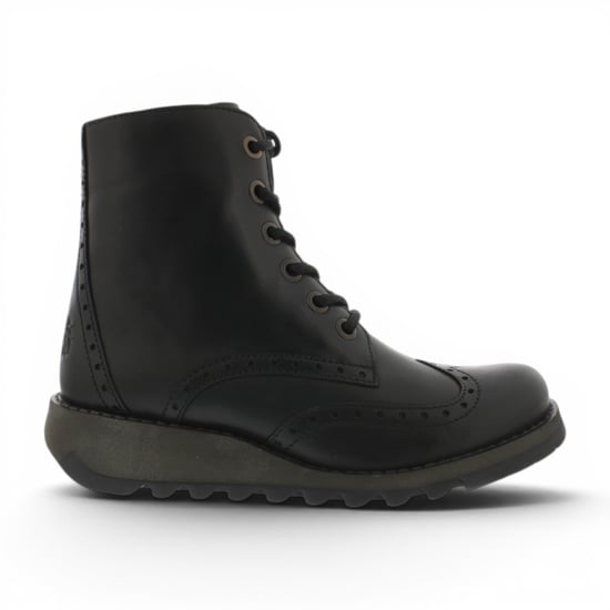 Fly London dames zwarte leren veterschoenen enkellaarzen - SARL069 - Image 1