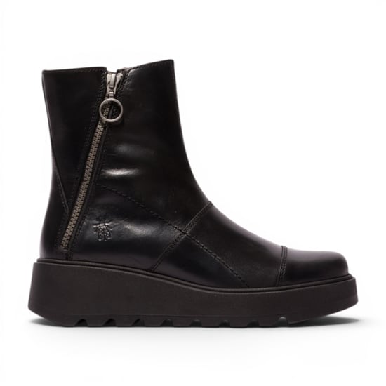 Fly London dames zwarte leren rits met rits en enkellaarsjes - TARP553FLY - Image 1