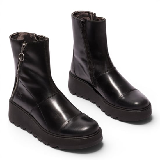Fly London dames zwarte leren rits met rits en enkellaarsjes - TARP553FLY - Image 3