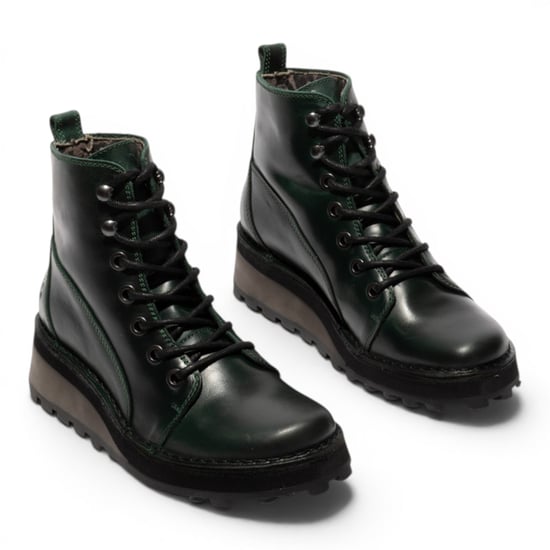 Fly London dames groene leren veterschoenen enkellaarzen - HAZI147 - Image 3