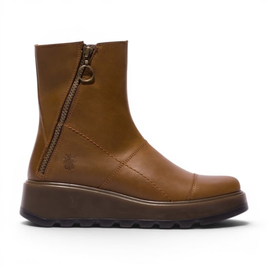 Fly London dames beige leren rits met rits op platform enkellaarzen - TARP553FLY - Image 1