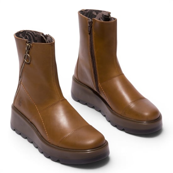 Fly London dames beige leren rits met rits op platform enkellaarzen - TARP553FLY - Image 3