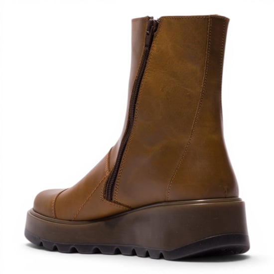 Fly London dames beige leren rits met rits op platform enkellaarzen - TARP553FLY - Image 4