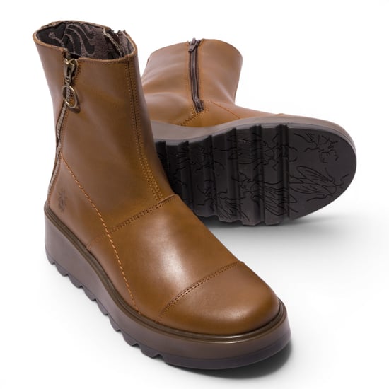 Fly London dames beige leren rits met rits op platform enkellaarzen - TARP553FLY - Image 5