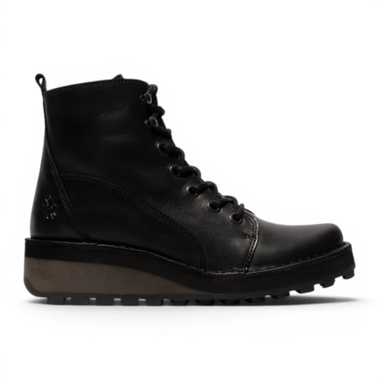 Fly London dames zwarte leren veterschoenen enkellaarzen - HAZI147 - Image 1