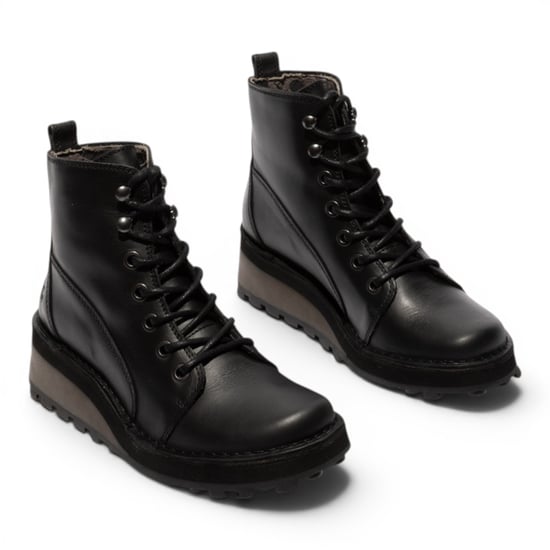 Fly London dames zwarte leren veterschoenen enkellaarzen - HAZI147 - Image 3