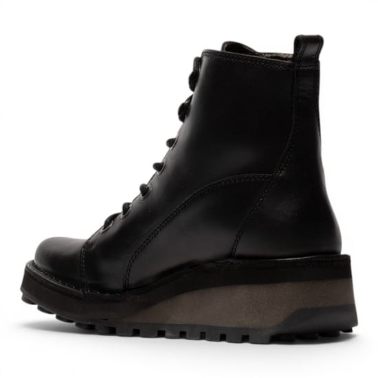 Fly London dames zwarte leren veterschoenen enkellaarzen - HAZI147 - Image 4