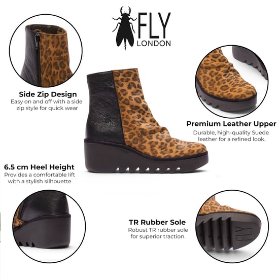 Fly London vrouwen Black Tan Suède Leren Sleufhak Platform Enkellaarzen - BAAN538 - Image 2