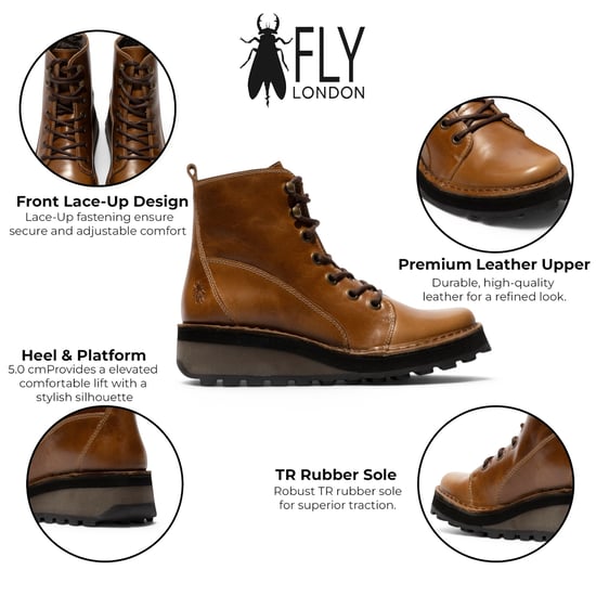 Fly London dames beige leren veterlaarzen - HAZI147 - Image 2