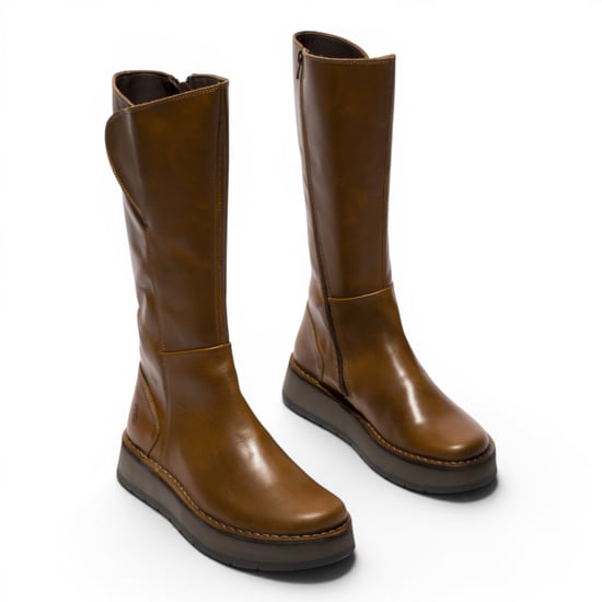 Fly London Dames Tan Leren High Pull On lange laarzen - RHEA042 - Image 3