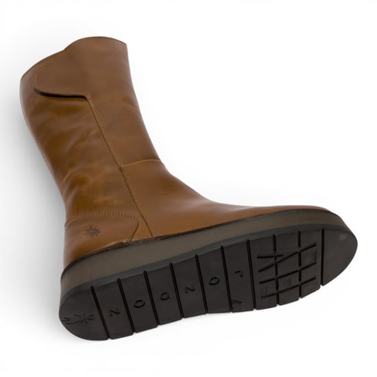 Fly London Dames Tan Leren High Pull On lange laarzen - RHEA042 - Image 5