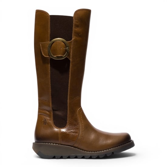 Fly London Dames beige leren kniehoge lange laarzen - SOIF361 - Image 1