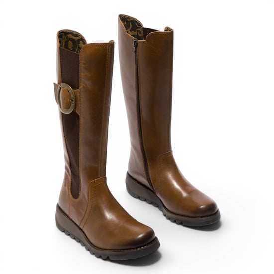 Fly London Dames beige leren kniehoge lange laarzen - SOIF361 - Image 3