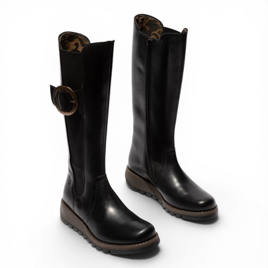 Fly London Dames Zwarte Leren Kniehoge Lange Laarzen - SOIF361 - Image 3