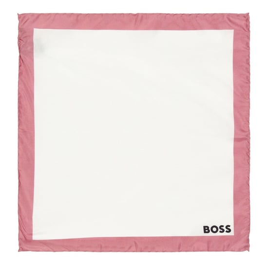 Boss Pocketdoekje met rand (Wit/Stofroze) - Image 1