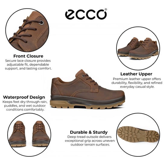 Ecco heren Camel Brown Leather waterdichte Casual schoenen - Rugged Track 25 - Image 2